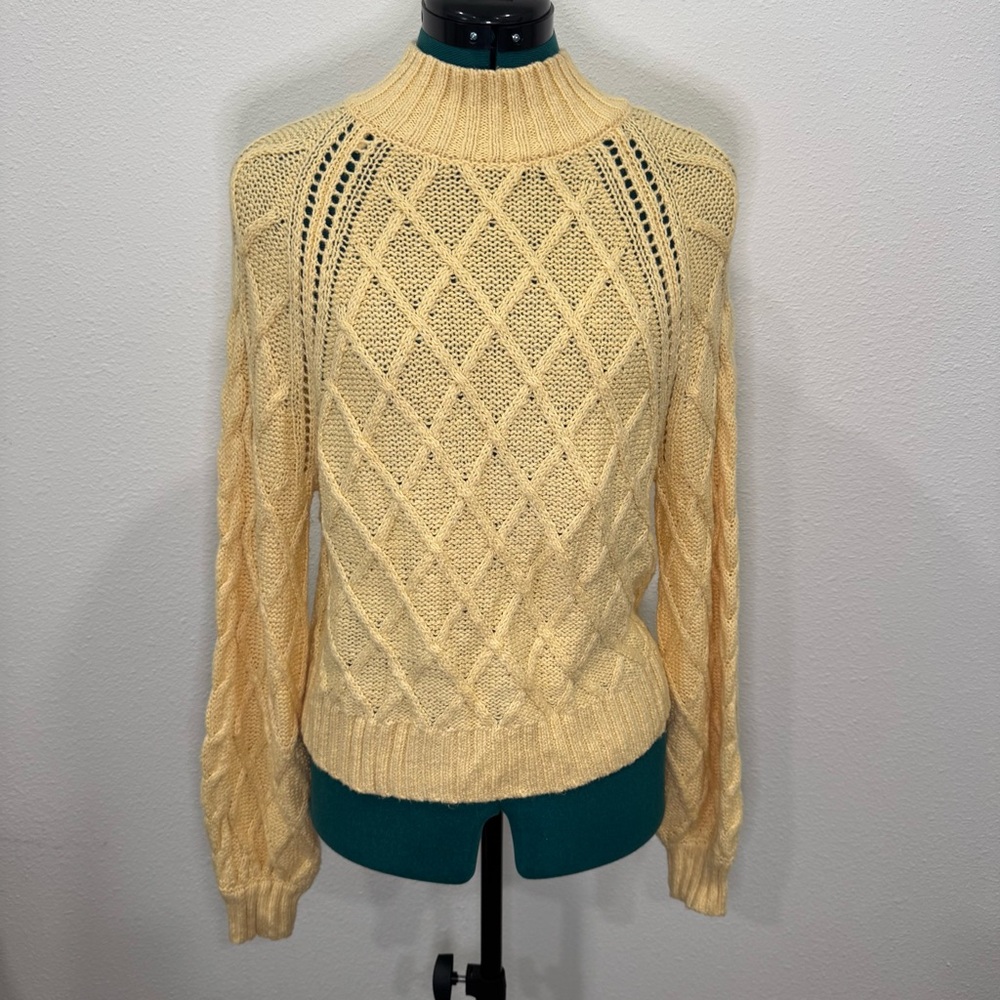 American Eagle Outfitters Yellow Cable Knit Sweater